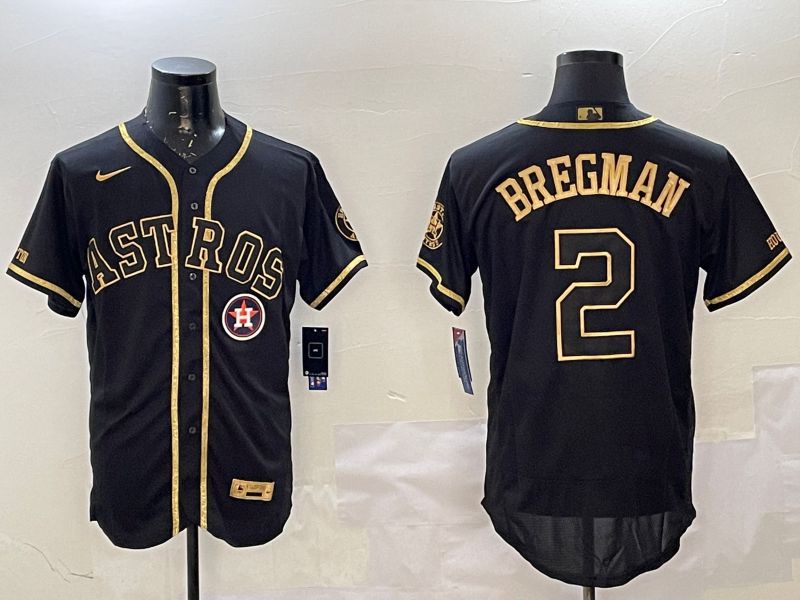 Men Houston Astros #2 Bregman Black Gold Elite 2025 Nike MLB Jersey style 6
